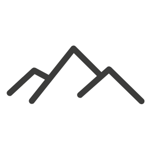 A line drawing of mountains in grey